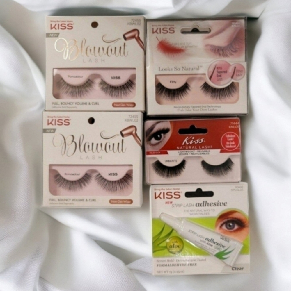 Kiss Eye Lashe Bundle - 4 Sets Of Lashes + 1 Tube Of Adhesive - Picture 1 of 6